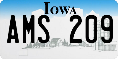 IA license plate AMS209