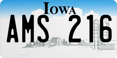 IA license plate AMS216