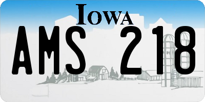 IA license plate AMS218