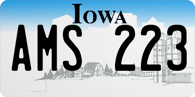 IA license plate AMS223
