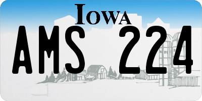 IA license plate AMS224