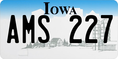 IA license plate AMS227