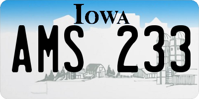 IA license plate AMS233