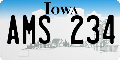 IA license plate AMS234