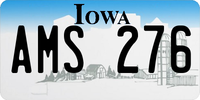 IA license plate AMS276