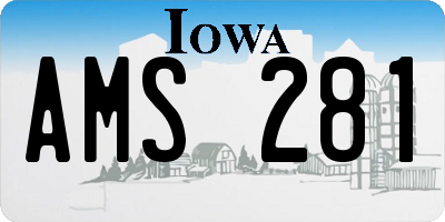 IA license plate AMS281