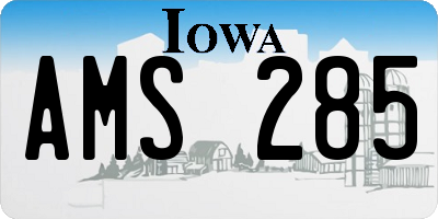 IA license plate AMS285