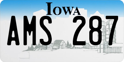 IA license plate AMS287