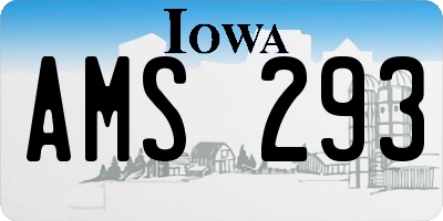 IA license plate AMS293