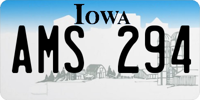 IA license plate AMS294