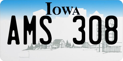 IA license plate AMS308