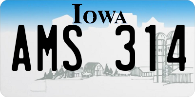 IA license plate AMS314