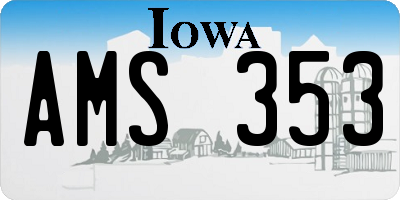 IA license plate AMS353