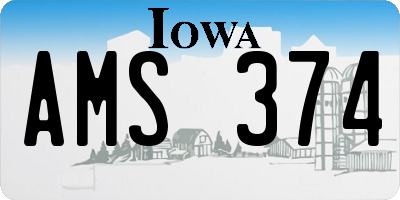 IA license plate AMS374
