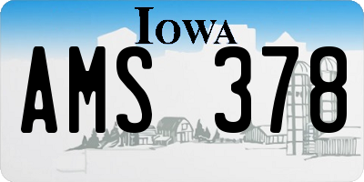 IA license plate AMS378