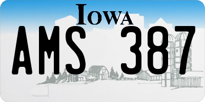 IA license plate AMS387