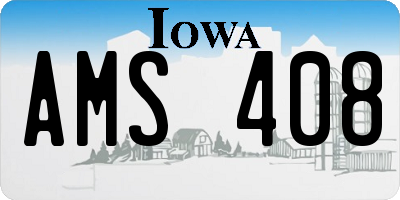 IA license plate AMS408