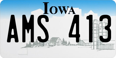 IA license plate AMS413