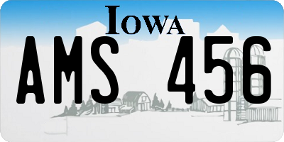 IA license plate AMS456