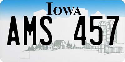 IA license plate AMS457