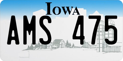 IA license plate AMS475