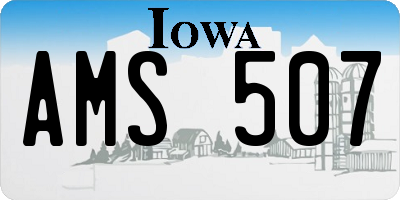 IA license plate AMS507