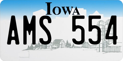 IA license plate AMS554