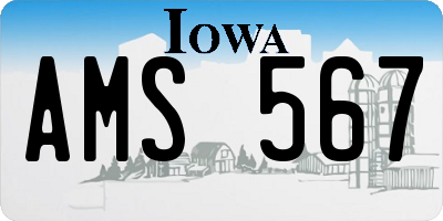 IA license plate AMS567