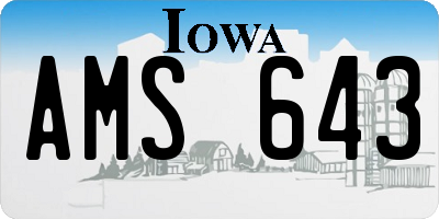 IA license plate AMS643