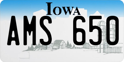 IA license plate AMS650