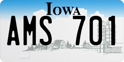 IA license plate AMS701