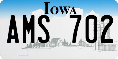 IA license plate AMS702