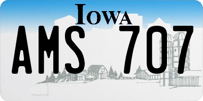 IA license plate AMS707