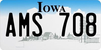 IA license plate AMS708