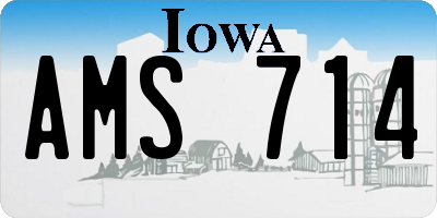 IA license plate AMS714