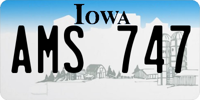 IA license plate AMS747
