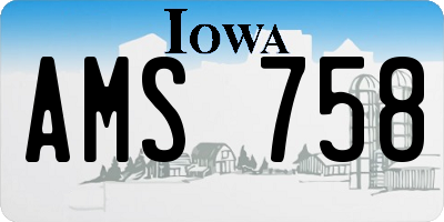 IA license plate AMS758