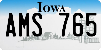 IA license plate AMS765