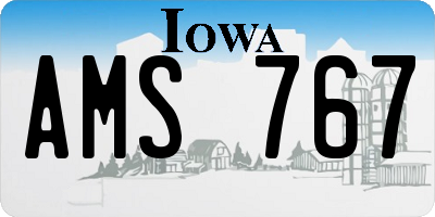 IA license plate AMS767