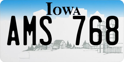IA license plate AMS768