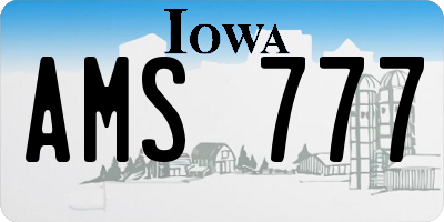 IA license plate AMS777