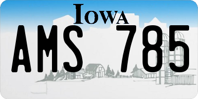IA license plate AMS785