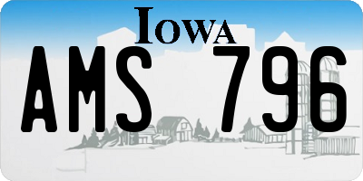 IA license plate AMS796