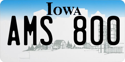 IA license plate AMS800