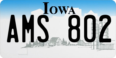 IA license plate AMS802