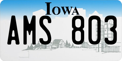 IA license plate AMS803