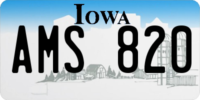 IA license plate AMS820