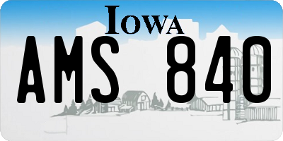IA license plate AMS840