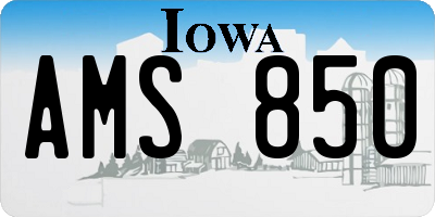 IA license plate AMS850