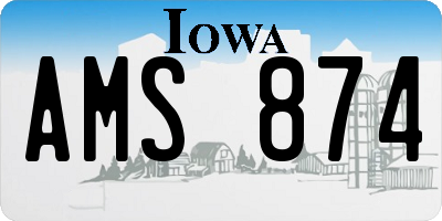 IA license plate AMS874